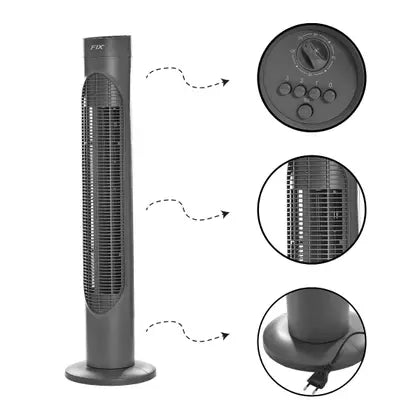 Ventilador Torre Slim Cinza Fix 3 Velocidades 86cm