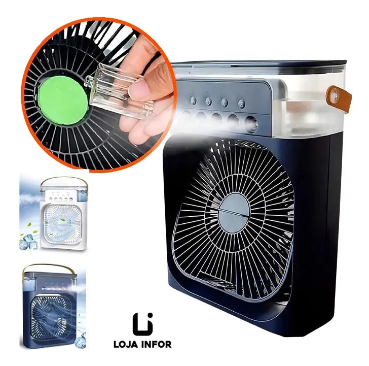 Climatizador Ventilador Portátil Umidificador Preto